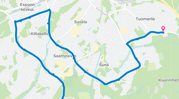 HSL, linja 136 ja sen loppupää nyt.