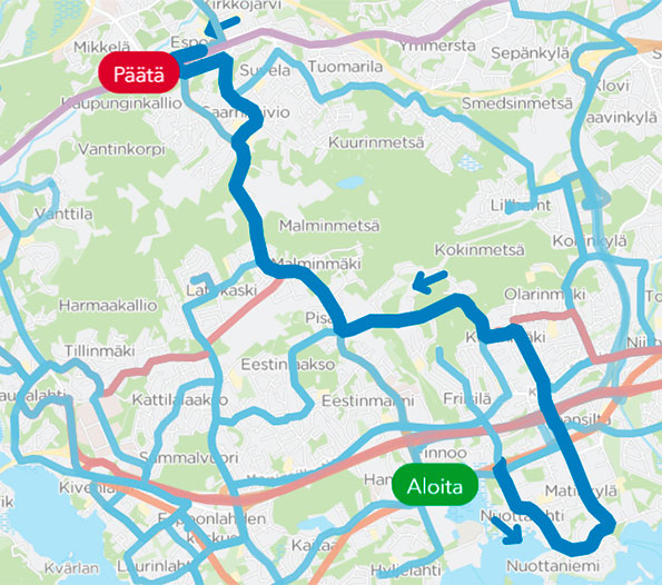 HSL ja linjan 531 ehdotettu reitti