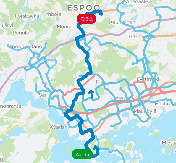 HSL ja linja 542 uusi reitti