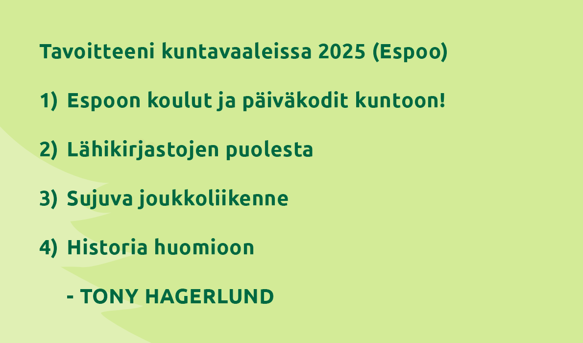 Vaalitavoitteet - tekstivastine löytyy alla olevista kappaleista.