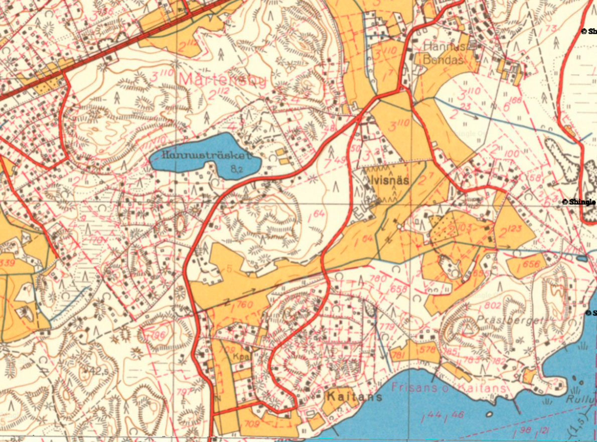 Iivisniemen kartta vuodelta 1960.