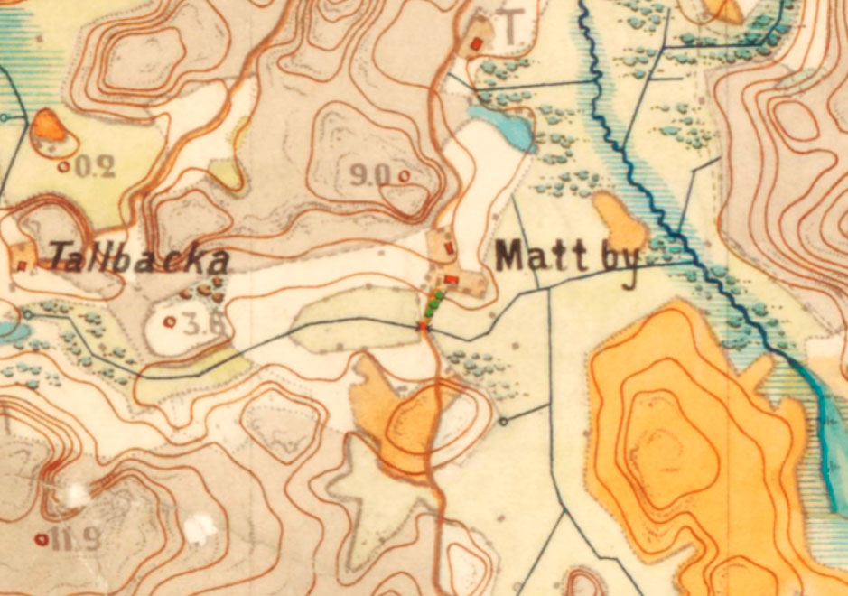 Kartta Matinkylän kartanosta noin 1872.