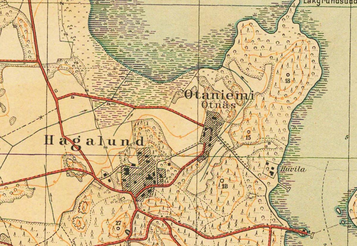 Kartta Otaniemestä 1932.