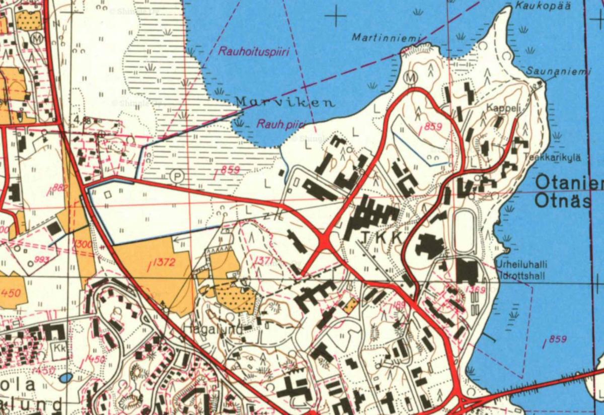 Otaniemen kartta 1967.